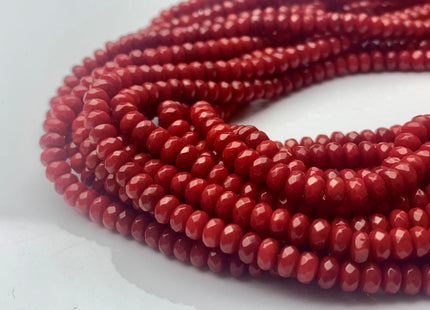3x5 mm AAA Red Bamboo Coral Faceted Rondelle Gemstone Beads Quality Micro Faceted Bamboo Coral Gemstone Loose Bead 16 Inches Strand #3567