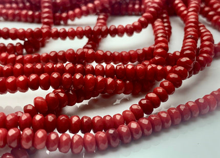 3x5 mm AAA Red Bamboo Coral Faceted Rondelle Gemstone Beads Quality Micro Faceted Bamboo Coral Gemstone Loose Bead 16 Inches Strand #3567