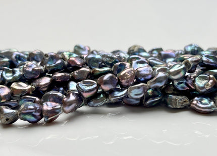 6-7x7-8 mm High Luster Blue Rainbow Peacock Color Keshi Nugget Freshwater Pearl Beads Genuine Peacock Keshi Nugget Pearl #P1861