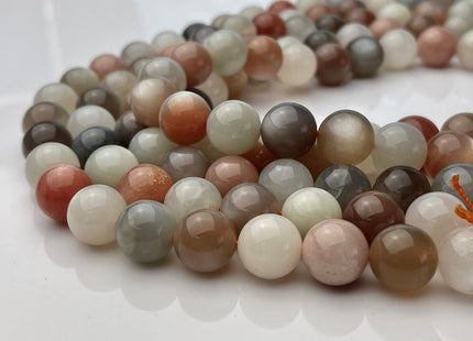 12mm AAA Natural Multi Color MoonStone Natural Multi White Peach Pink Gray Color High Quality Moonstone Smooth Round Gemstone Beads #4225