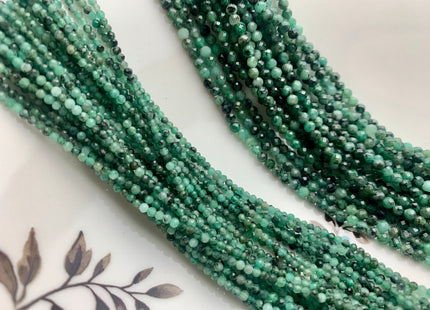 2mm 3mm AAA Natural Faceted Round Green Emerald Gemstone Beads Genuine Top Quality Emerald Tiny Gemstone Bead 15.5 inches Strand #3772