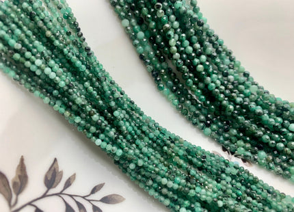 2mm 3mm AAA Natural Faceted Round Green Emerald Gemstone Beads Genuine Top Quality Emerald Tiny Gemstone Bead 15.5 inches Strand #3772