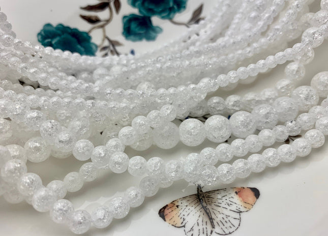 4mm 6mm 8mm 10mm 12mm Round Cracked Clear Rock Crystal Gemstone Beads Natural Clear Rock Crystal Beads Genuine Clear Quartz Beads #2900