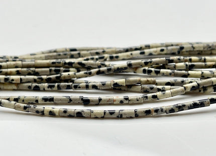2x4 mm Tube Shape Natural Dalmatian Jasper Gemstone Beads Genuine Black Cream Jasper Gemstones Loose Spacer Beads 15.5 Inches Strand #3899