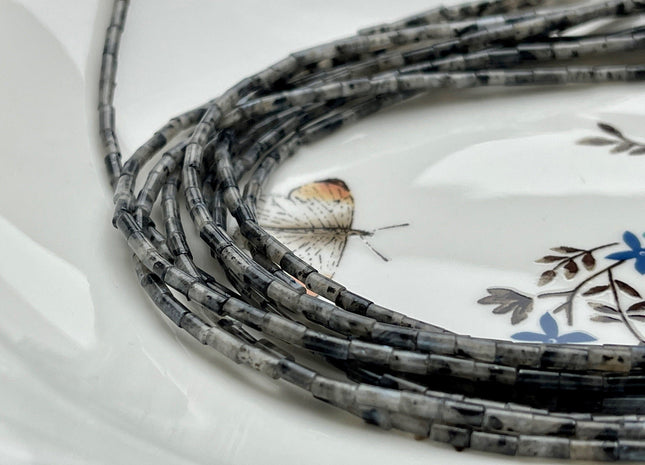 2x4 mm Tube Shape Labradorite Gemstone Beads Genuine Multi Gray Color Labradorite Gemstones Loose Spacer Beads 15.5 Inches Strand #3932