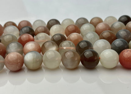 12mm AAA Natural Multi Color MoonStone Natural Multi White Peach Pink Gray Color High Quality Moonstone Smooth Round Gemstone Beads #4225