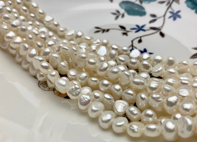 WHOLESALE 6-7 mm AAA Freshwater Pearl Nugget Freshwater Pearl Beads Genuine Natural White High Luster Pearls #1351