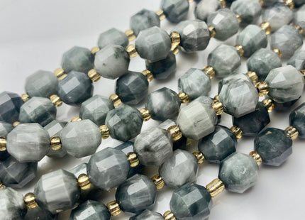 7x8mm AAA Half Strand Faceted Energy Prism Cut Eagle Eye Gemstone Genuine Double Terminated Points Multi Gray Color Beads 19 Pieces #3638