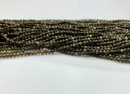 BEST DEAL 2.5 mm AAA Faceted Round Gold Obsidian Gemstone Beads Genuine Natural Gold Sheen Obsidian Loose Beads 13 Inches Strand #2501