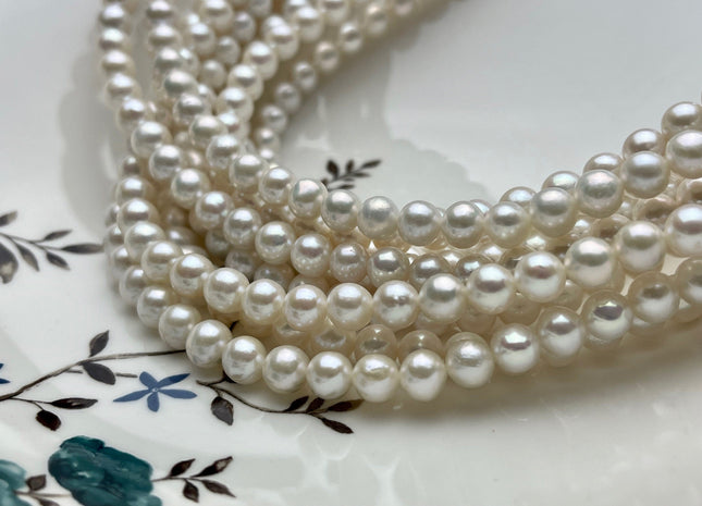 7 mm AAAA Rare Natural White Round Edison Pearls Genuine Large Hole High Luster Pearl Beads Hole Size 1.5mm 2.1mm 57-58 Beads #P1681