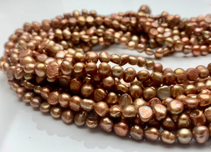 6-7 mm Potato Nugget Orange Copper Brown Color Freshwater Pearl Beads Genuine Cultured High Luster Golden Brown Nugget Pearl #P1250