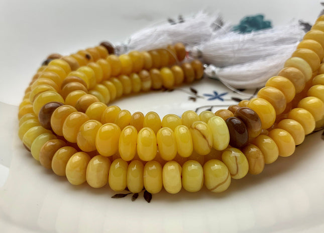 7mm 8mm 10mm 100% All Natural Smooth Rondelle Honey Yellow Opal Beads Genuine Natural Top Quality Honey Color Opal 8 Inches Strand #3245