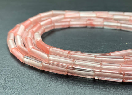 4x13-14 mm Tube Shape Natural Watermelon Quartz Gemstone Beads Genuine Pink Quartz Gemstones Loose Beads 15.5 Inches Strand #2991