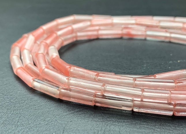 4x13-14 mm Tube Shape Natural Watermelon Quartz Gemstone Beads Genuine Pink Quartz Gemstones Loose Beads 15.5 Inches Strand #2991