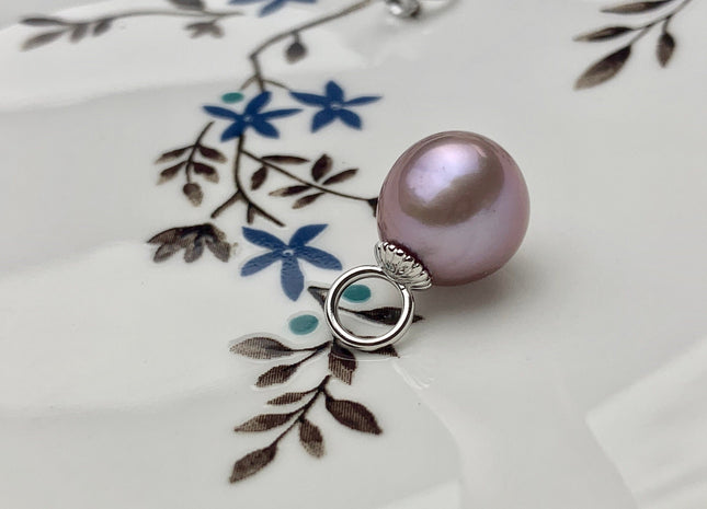 One Piece 925 Sterling Silver Pendant Setting Findings For Half Drilled Pearls Ring Design Sterling Silver Pendant #10169