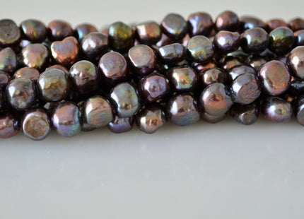 8-9mm Nugget Shape Dark Peacock & Dark Brown Color Freshwater Pearl Beads #917