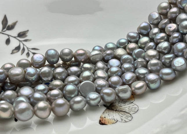 9-10 mm AAA High Luster Gray Color Potato Nugget Freshwater Pearl Beads Genuine Gray Color Cultured Freshwater Pearl Nuggets #1225