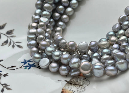 9-10 mm AAA High Luster Gray Color Potato Nugget Freshwater Pearl Beads Genuine Gray Color Cultured Freshwater Pearl Nuggets #1225