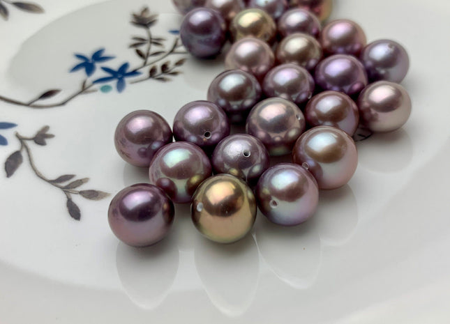 ONE Piece AAAAA 10-11 mm Top Quality Super High Luster Half Drilled Round Edison Pearl Natural Very Rare Purple Mauve Edison Pearls #P1152