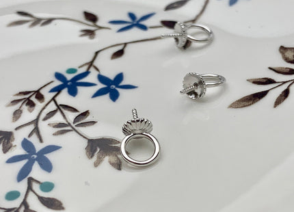 One Piece 925 Sterling Silver Pendant Setting Findings For Half Drilled Pearls Ring Design Sterling Silver Pendant #10169