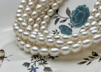 8x10 mm AAA Natural White Rice Shape Freshwater Pearl Beads Genuine Freshwater Rice/Oval Pearls High Quality Pearl Beads #P1840