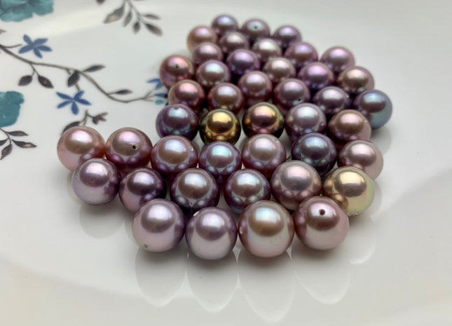 ONE Piece AAAAA 10-11 mm Top Quality Super High Luster Half Drilled Round Edison Pearl Natural Very Rare Purple Mauve Edison Pearls #P1152