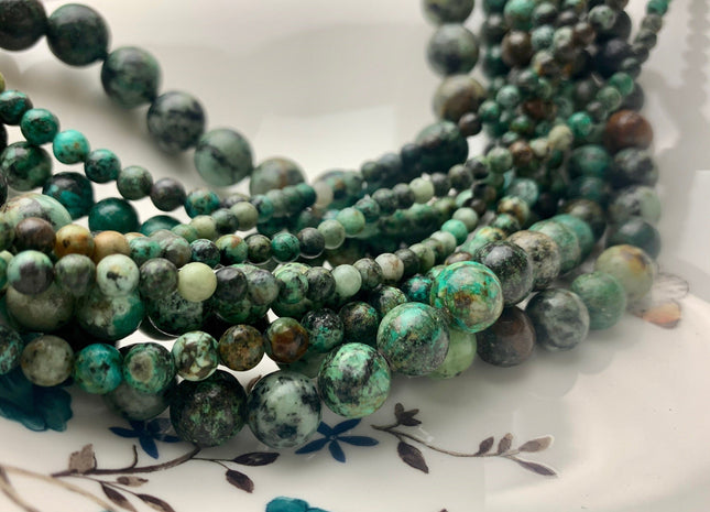 4mm 6mm 8mm 10mm 12mm AAA Smooth Round African Turquoise Gemstone Beads Natural Turquoise Loose Beads 15.5 Inches Strand #3231