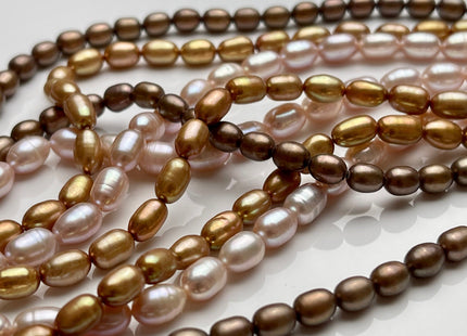 5-5.5x7-8 mm AA Brown Gold Or Natural Pink Rice/Oval Freshwater Pearl Genuine Natural Freshwater Pearl Beads #281