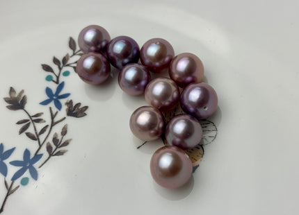 ONE Piece AAAAA 10-11 mm Top Quality Super High Luster Half Drilled Round Edison Pearl Natural Very Rare Purple Mauve Edison Pearls #P1152