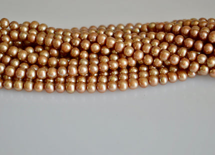 6-6.5 mm Potato Shape Light Peacock & Champagne Color Freshwater Pearl Beads #866