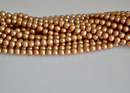 6-6.5 mm Potato Shape Light Peacock & Champagne Color Freshwater Pearl Beads #866