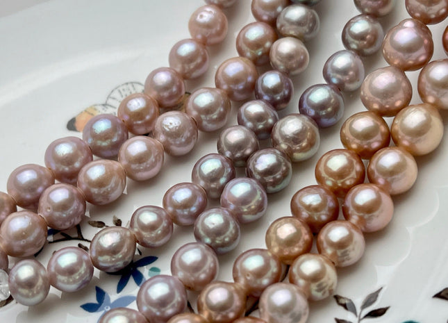 8.5-10mm AAA Half Strand Large Hole Rare Multi Mauve Pink Edison Baroque Pearl Beads Hole Size 2.2 Edison Pearl 21 Pieces #P1972