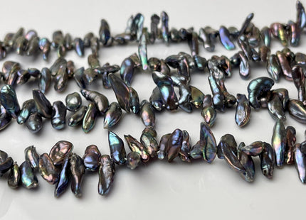 4-5x15 mm Rainbow Blue Peacock Color Keshi Freshwater Pearls Beads Genuine High Luster Top Drilled Peacock Keshi Cornflake Pearls #P2237