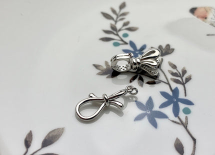 8x32 mm 925 Sterling Silver BowTie An Rabbit Ear Shape Clasp Genuine Sterling Silver Findings 925 Sterling Silver Design Clasps #10101