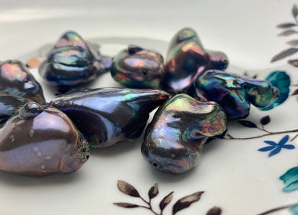 One Piece 19-23x26-33 mm AAA Very Rare Jumbo Rainbow Peacock Baroque Pearl High Luster Nugget Shape Quality Baroque Pearl Beads #P1214
