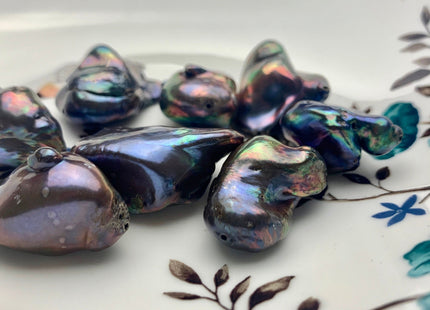 One Piece 19-23x26-33 mm AAA Very Rare Jumbo Rainbow Peacock Baroque Pearl High Luster Nugget Shape Quality Baroque Pearl Beads #P1214