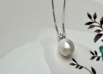 One Piece 925 Sterling Silver/Gold Pendant Setting Findings For Half Drilled Pearls Clover Leaf Design W/CZ Sterling Silver Pendant #1738-A