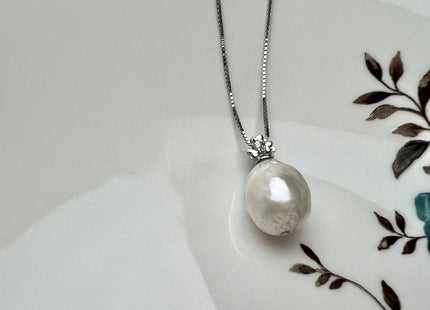 One Piece 925 Sterling Silver/Gold Pendant Setting Findings For Half Drilled Pearls Clover Leaf Design W/CZ Sterling Silver Pendant #10349
