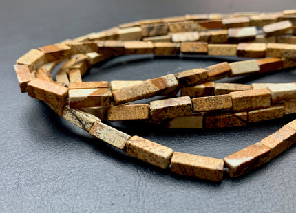 4-5x13 mm Cuboid Tube Shape Natural Picture Jasper Gemstone Beads Genuine Multi Brown Picture Jasper Gemstone Beads 15.5 Inches Strand #2979