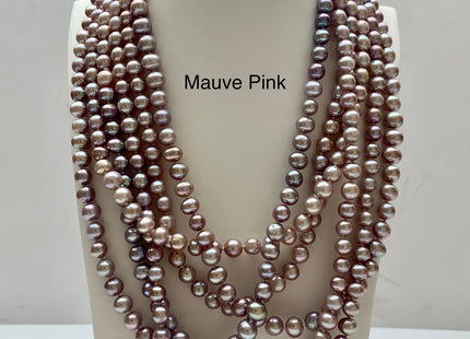 40 Inches Hand Knotted 7 mm Potato Natural White/Light Pink/Blush Pink/Mauve Pink Color Freshwater Pearl Long Necklace #P1093