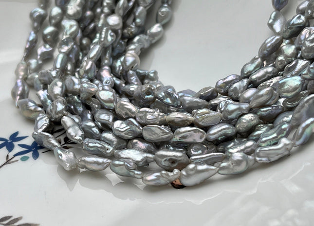 5-6x8-15 mm AAA Gray Color Keshi Nugget Freshwater Pearl Beads Very Rare Genuine Freshwater High Luster Tiny Keshi Rice Nugget Pearls #P1888