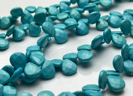 8x9-10 mm Faceted Turquoise Gemstone Beads Teardrop Top Drilled Coin Chips Shape 8 Inch Strands #4038