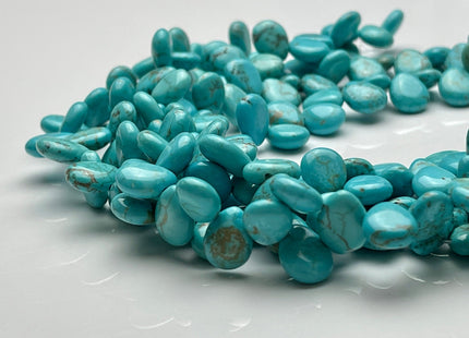 8-9x10-11 mm Turquoise Gemstone Beads Teardrop Coin Chips Shape Genuine Top Drilled Blue Brown Color Gemstone Beads 10 Inch Strands #4039