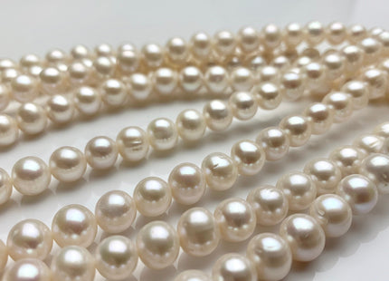 8-9 mm AA Natural White Off Round Freshwater Pearl Beads Genuine High Luster White Cultured Freshwater Pearls 45-54 Pieces #P1175
