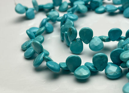 8x9-10 mm Faceted Turquoise Gemstone Beads Teardrop Top Drilled Coin Chips Shape 8 Inch Strands #4038