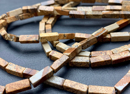 4-5x13 mm Cuboid Tube Shape Natural Picture Jasper Gemstone Beads Genuine Multi Brown Picture Jasper Gemstone Beads 15.5 Inches Strand #2979