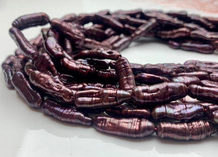 7x18-20 mm Dark Mulberry Color Biwa Stick Freshwater Pearls Genuine Dark Purple Cranberry Biwa Stick Pearls #P1246
