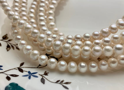 8-9 mm AA Natural White Off Round Freshwater Pearl Beads Genuine High Luster White Cultured Freshwater Pearls 45-54 Pieces #P1175