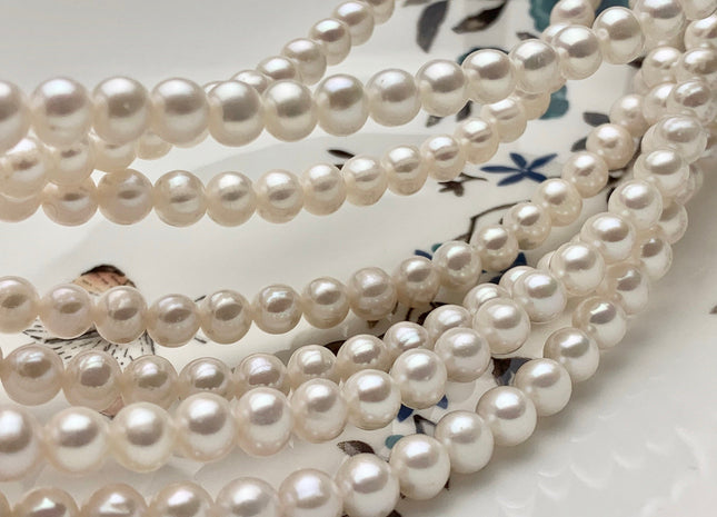 WHOLESALE 6-6.5 mm AAA Natural White Off Round Freshwater Pearls Genuine High Luster Smooth And Round White Freshwater Pearl Beads #P1604