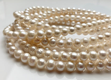 8-9 mm AA Natural White Off Round Freshwater Pearl Beads Genuine High Luster White Cultured Freshwater Pearls 45-54 Pieces #P1175